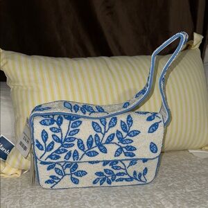 Blue Leaf Patterned Women's Bag